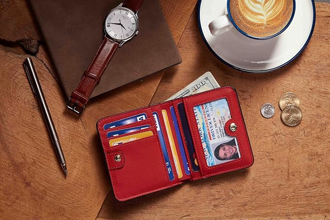 Gostwo Small Wallet for Women, Slim Bifold Credit Card Holder, Compact RFID Blocking Cash Wallet, Billfolds Thin Leather Zipper Pocket, Mini Wallet Gift for Ladies Teen Girls Travel with ID Window - Image 6