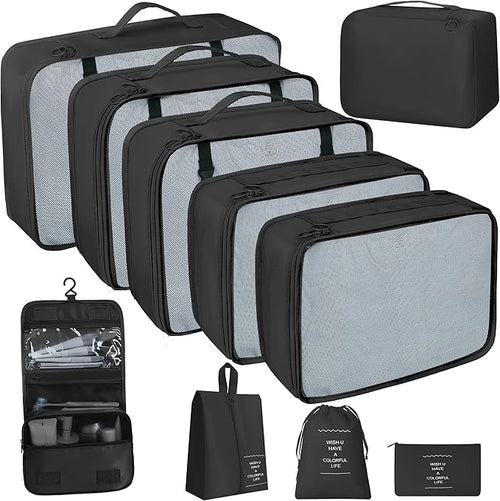 10 Pcs Set Packing Cubes - Travel Packing Organizers, Expandable Suitcase Organizer, Luggage Organizer Bags by WelcometoLUCDNC