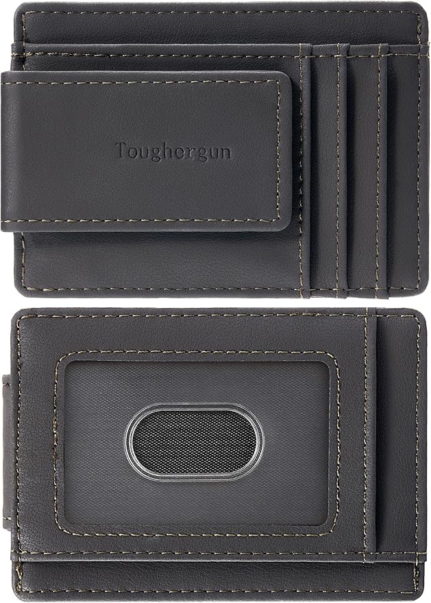 Toughergun Slim Wallet for Men RFID Blocking Money Clip, Minimalist Front Pocket Credit Card Holder, Magnetic Thin Mens Wallets with ID Window by Toughergun