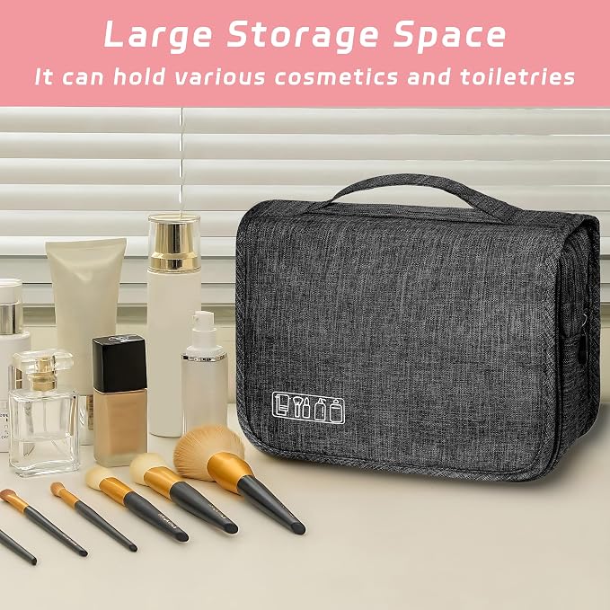 Toiletry Bag Travel Bag with Hanging Hook for Women and Men,Black | Waterproof Small Capacity Hanging Multifunctional Makeup Bag for Toiletries, Portable Cosmetic Bag Travel Organizer - Image 6