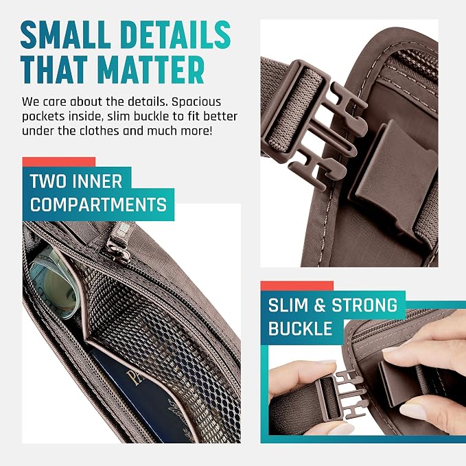 Alpha Keeper Money Belt for Travel Hidden Under Clothes – RFID Blocking Passport Holder & Slim Waist Wallet Pouch for Women & Men, Anti-Theft Travel Accessories - Image 5