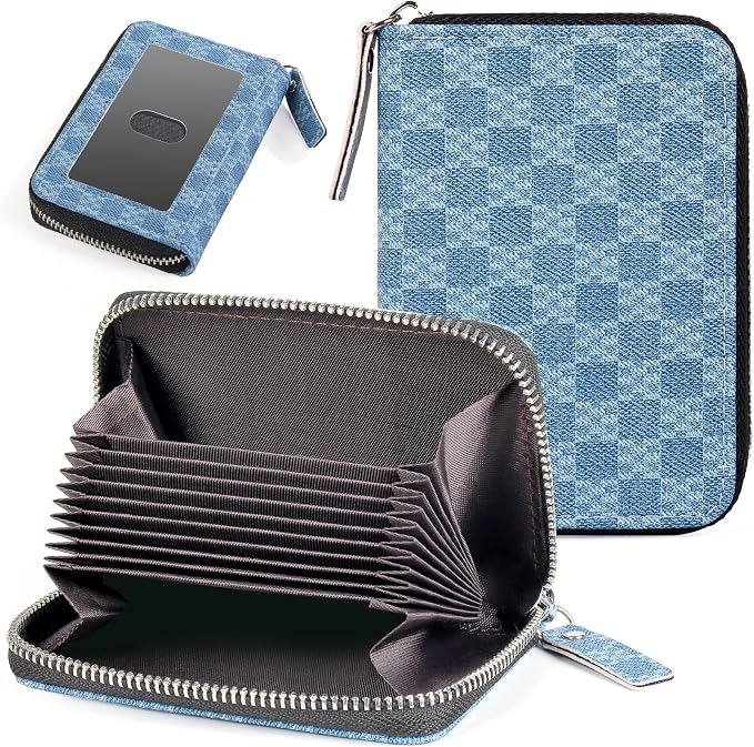 Credit Card Wallet, RFID Card Case Wallet, Zipper Card Cases Holder for Men Women, RFID Blocking, KeyChain Wallet, Compact Size Card Organizer Case for Women by Ecovision