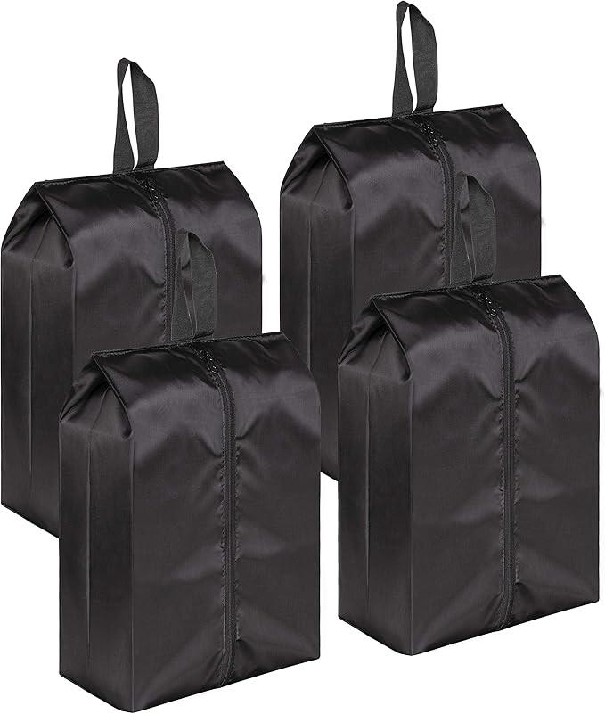 MISSLO Portable Nylon Travel Shoe Bags with Zipper Closure (Pack 4, Black) by MISSLO