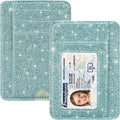 HOTCOOL Card Holder Wallet Front Pocket Minimalist Travel Cute Funny Thin Leather With RFID Blocking Small Credit Card Holder Wallet for Men & Women Girls Organizer Gifts, Glitter Blue by HOTCOOL