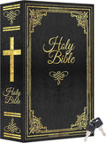 Holy Bible Diversion Safe with Real Pages, Key Lock Metal Secret Book Safe | Hidden safe box and hollow storage compartment for cash money. Decorative book box stash case for passport savings. by Ulixu