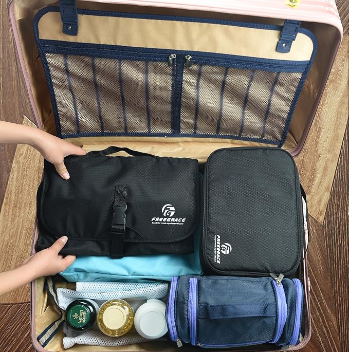 Freegrace Premium Hanging Toiletry Bag for Travel - Cosmetic, Jewelry, Toiletry, Makeup & Accessory Storage Organizer Bag, Large Size for Women & Men - Image 6