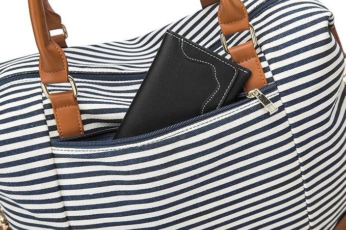 Bluboon Travel Tote Bags with Zipper Ladies Canvas Bag Weekender Overnight Bag for Women Carry on Duffel Bag Trolley Sleeve - Image 8