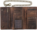 F&L CLASSIC RFID Blocking Mens Tri-fold Long Style Cowhide Leather Steel Chain Wallet,buffalo vintage leather by FLCLASSIC