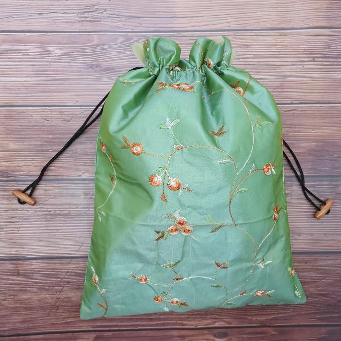 Ouyatoyu 4pcs Embroidered Silk Flower Design Jacquard Travel Bag, Laundry Bags Shoe Bags, Lingerie Bags Underwear Bags for Travel Storage for Men Women Washable Cloth Shoe Bags - Image 9