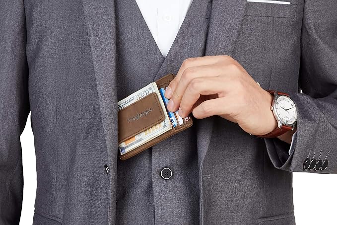 Toughergun Slim Wallet for Men RFID Blocking Money Clip, Minimalist Front Pocket Credit Card Holder, Magnetic Thin Mens Wallets with ID Window - Image 4