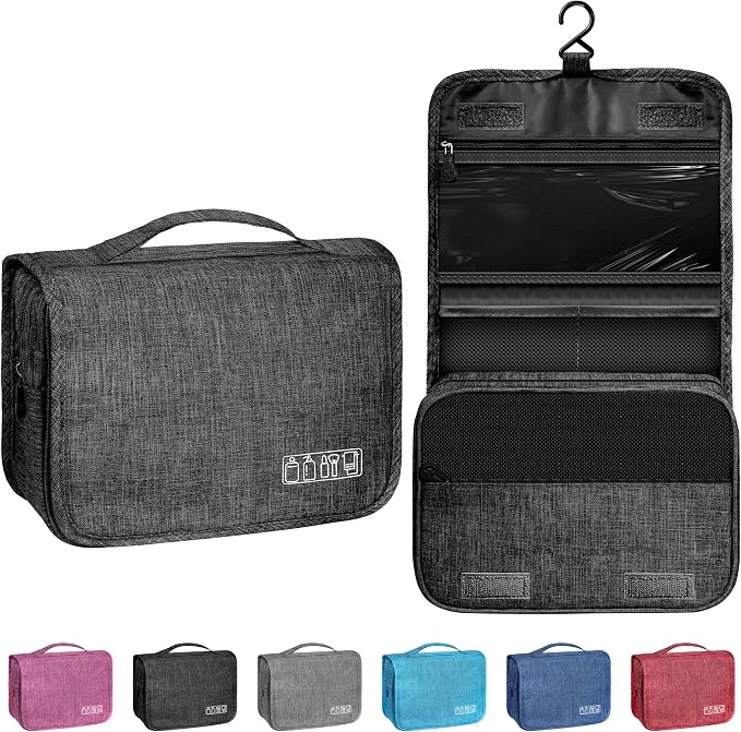 Toiletry Bag Travel Bag with Hanging Hook for Women and Men,Black | Waterproof Small Capacity Hanging Multifunctional Makeup Bag for Toiletries, Portable Cosmetic Bag Travel Organizer by Unknown