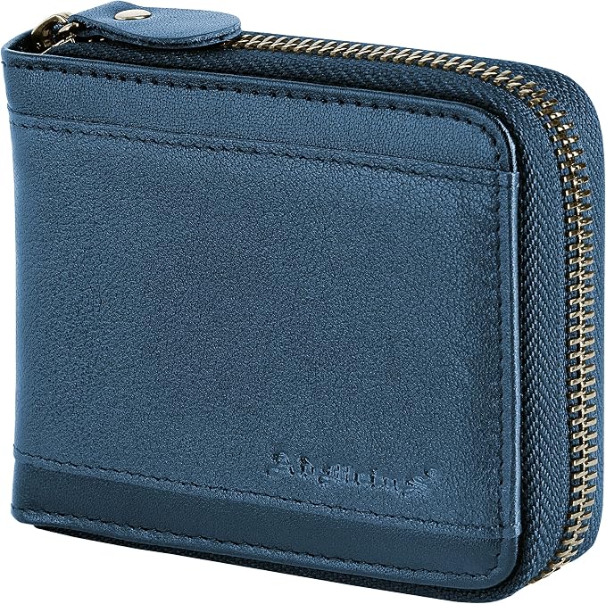 Admetus Mens RFID Blocking Wallets Zipper Leather Wallet for Men Bifold RFID Card Holder by Admetus