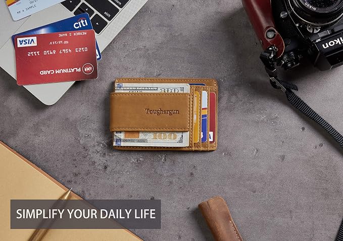 Toughergun Slim Wallet for Men RFID Blocking Money Clip, Minimalist Front Pocket Credit Card Holder, Magnetic Thin Mens Wallets with ID Window - Image 5