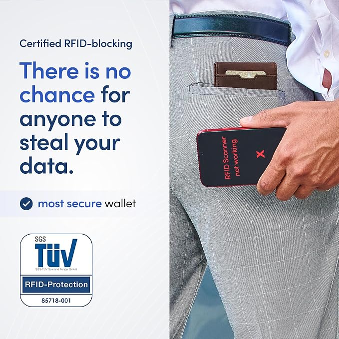 TRAVANDO Money Clip Wallet - RFID Protected Bifold Wallet for Men for 11 Cards - including Gift Box (Vintage Brown) - Image 4
