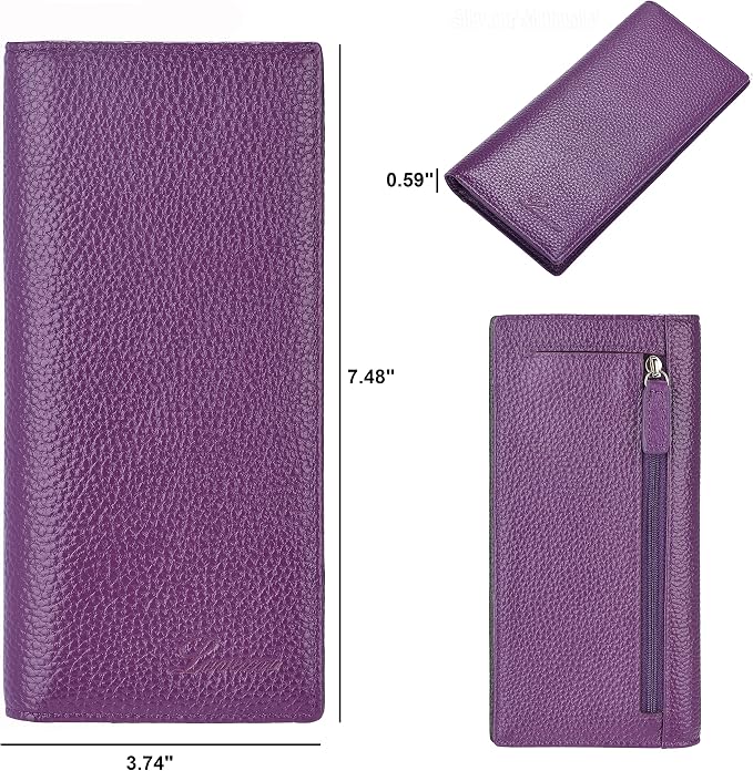 Ultra Slim Thin Leather Women Wallet RFID Blocking Credit Card Holder Bifold Long Ladies Billfold - Image 4