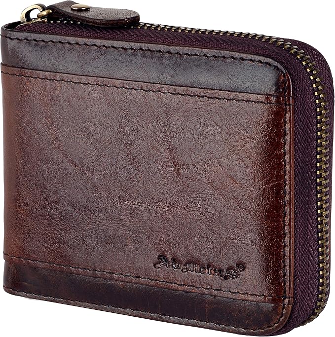 Admetus Mens RFID Blocking Wallets Zipper Leather Wallet for Men Bifold RFID Card Holder by Admetus