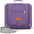 Hanging Travel Toiletry Bag for Women and Men, 6 Organizer Compartments, Large Toiletries essentials, Bathroom Cosmetic Accessories, Water-resistant Makeup Bag, Holds Full-Size Shampoo, Purple by COOSKY