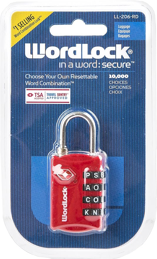 Wordlock LL-206-RD TSA Approved Combination Luggage Lock – 4 Dial, Red, normal - Image 2