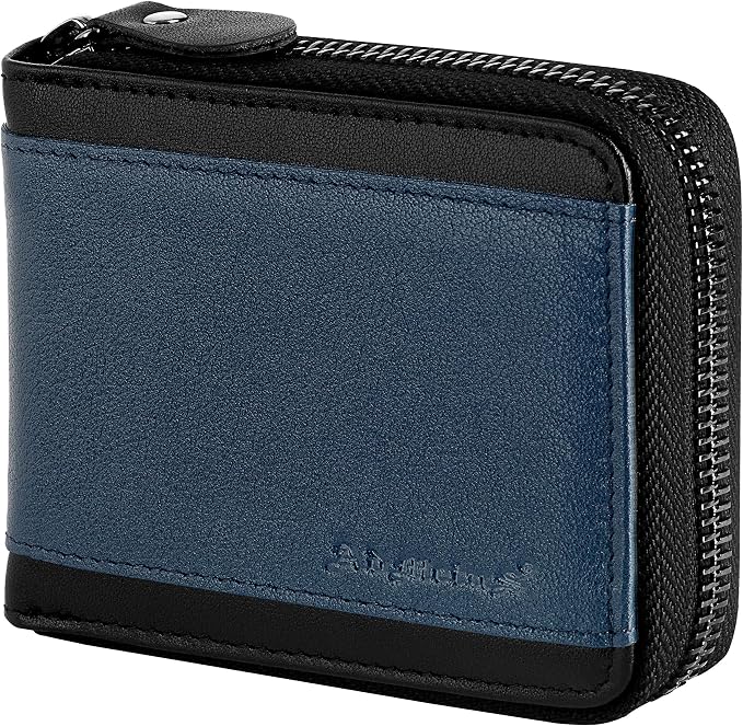 Admetus Mens RFID Blocking Wallets Zipper Leather Wallet for Men Bifold RFID Card Holder by Admetus