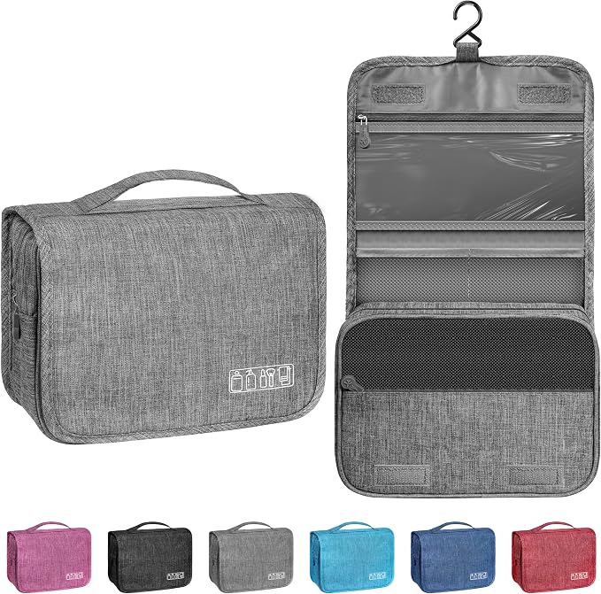 Toiletry Bag Travel Bag with Hanging Hook, Waterproof Shower Bathroom Hanging Toiletry Bag for Men Women,Small Multifunctional Makeup Cosmetic Bag,Portable Toiletries Bag Travel Organizer (Grey) | Small Multifunctional Makeup Cosmetic Bag,Waterproof Sh... by Unknown