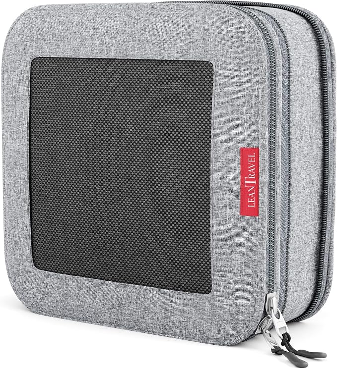 LeanTravel Premium Compression Packing Cubes for Travel - Suitcase Organizer Bags with Double Zipper & Breathable Mesh Panel - Space Saving Carry On Luggage Essentials (1 Medium Bag, Grey) by LeanTravel