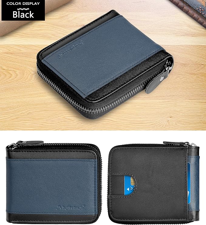 Admetus Mens RFID Blocking Wallets Zipper Leather Wallet for Men Bifold RFID Card Holder - Image 2