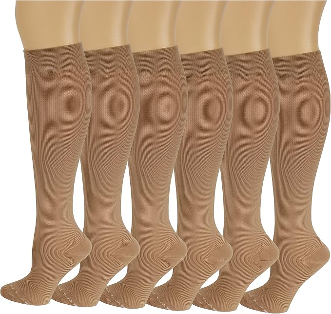 Different Touch 6 Pairs Pack Women Travelers, Anti-Fatigue, Graduated Compression Knee High Socks 9-11 by DifferentTouch