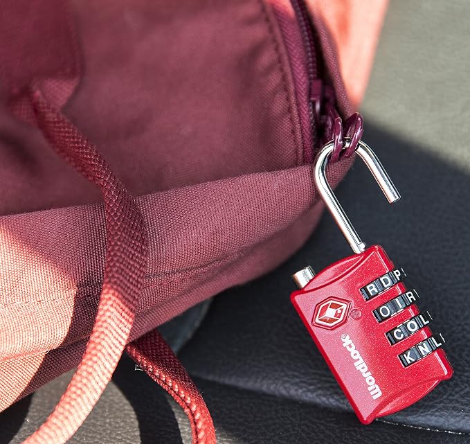 Wordlock LL-206-RD TSA Approved Combination Luggage Lock – 4 Dial, Red, normal - Image 3
