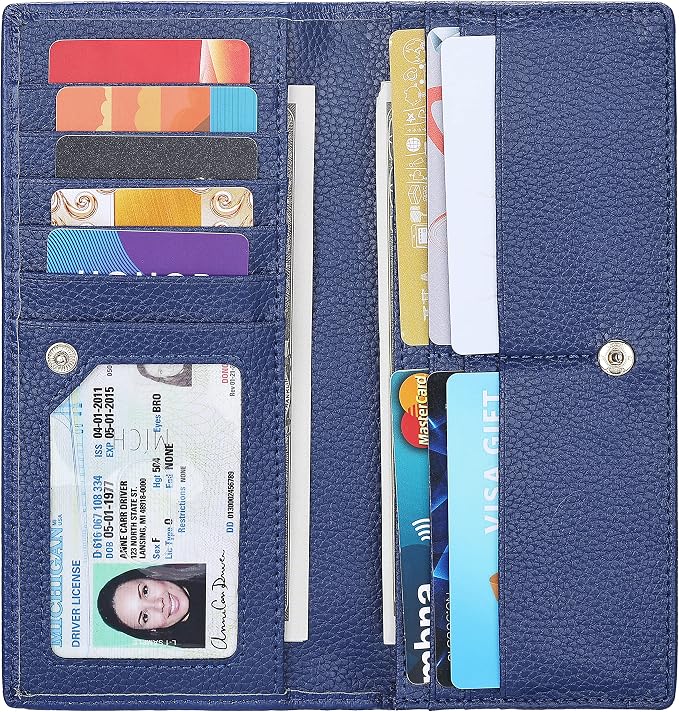 Ultra Slim Thin Leather Women Wallet RFID Blocking Credit Card Holder Bifold Long Ladies Billfold by Lavemi
