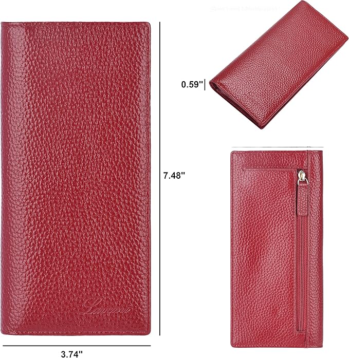 Ultra Slim Thin Leather Women Wallet RFID Blocking Credit Card Holder Bifold Long Ladies Billfold - Image 4