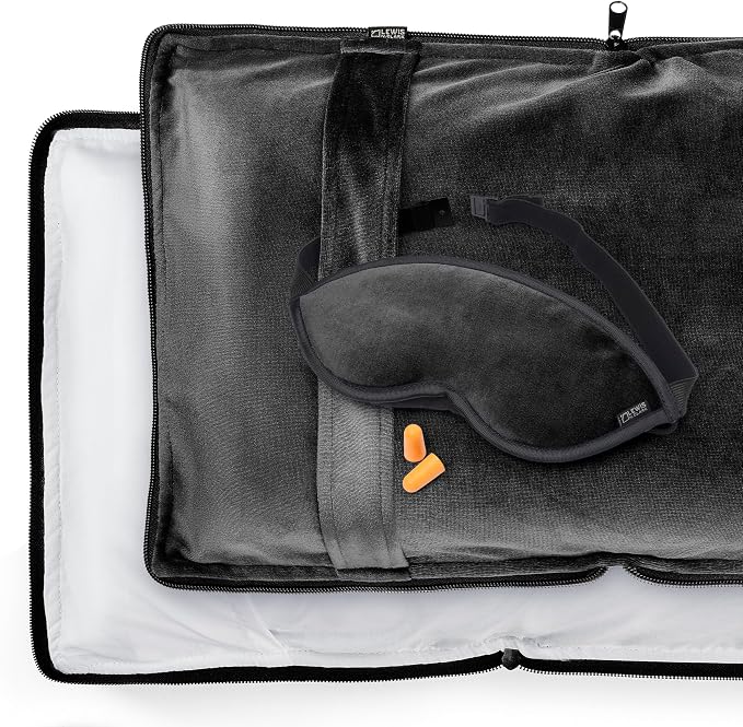 Lewis N. Clark Ultimate Comfort Set + Portable Travel Kit for Airplane, Includes Inflatable Pillow + Zippered Carrying Case, Cozy Fleece Blanket, Eye Mask for Sleeping & Foam Ear Plugs, Black - Image 3