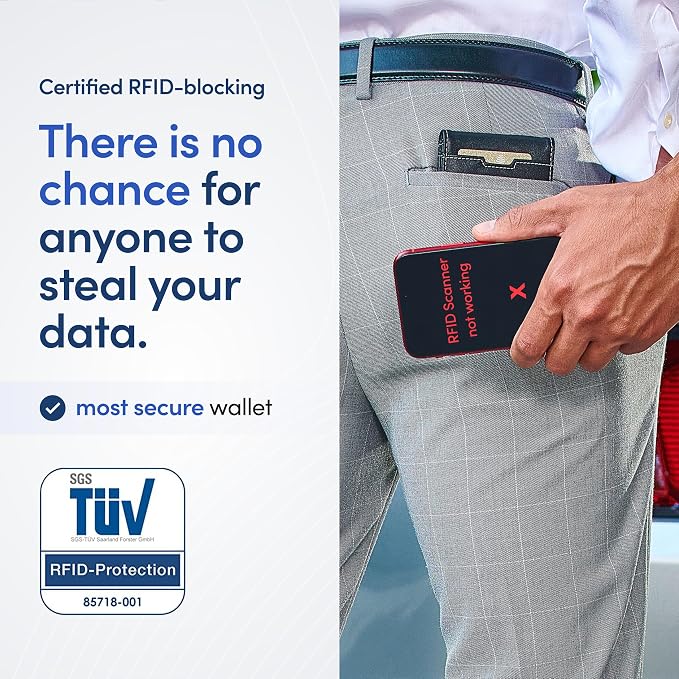TRAVANDO Money Clip Wallet - RFID Protected Bifold Wallet for Men for 11 Cards - including Gift Box (Black & White) - Image 4