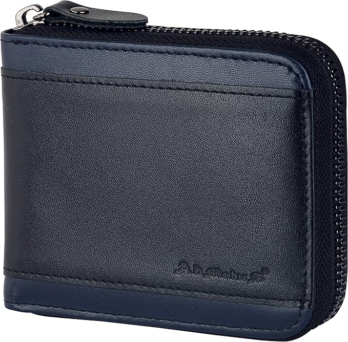 Admetus Mens RFID Blocking Wallets Zipper Leather Wallet for Men Bifold RFID Card Holder by Admetus