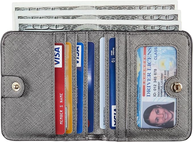 Toughergun Women’s Small Slim Leather Wallet with RFID Protection, Compact Bifold Mini Purse with Clear ID Window - Image 2