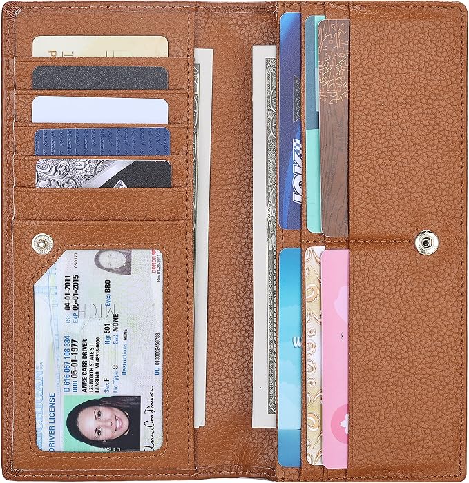 Ultra Slim Thin Leather Women Wallet RFID Blocking Credit Card Holder Bifold Long Ladies Billfold by Lavemi