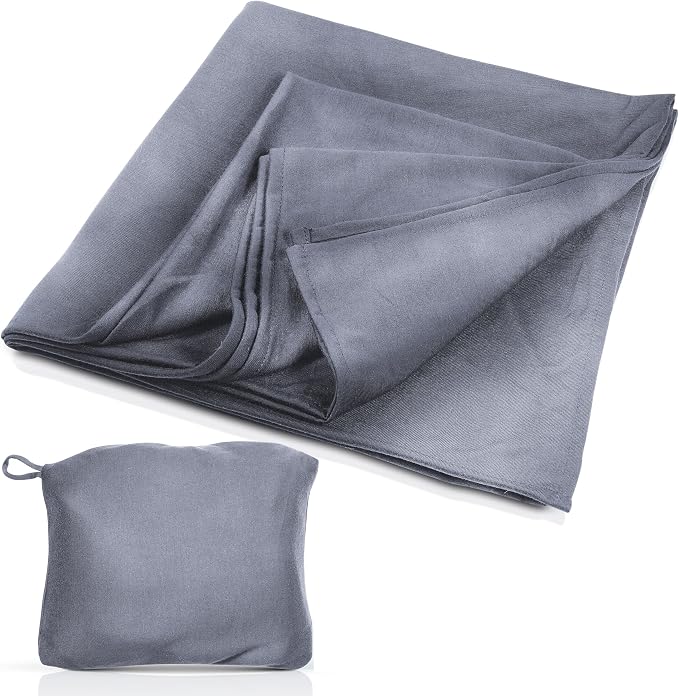 Super Soft Jersey Airplane Travel Blanket for Your Flight, Car, Camping, Home or Comforting Warmth Anywhere! Large in Size at 50"x 50" and Includes a Bag! - Heather Grey by Cl%C3%B6udz