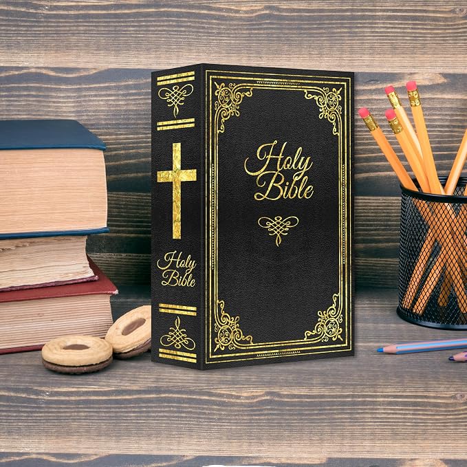 Holy Bible Diversion Safe with Real Pages, Combination Metal Secret Safe | Hidden safe box and hollow storage compartment for cash money. Decorative book box stash case for passport savings. - Image 9