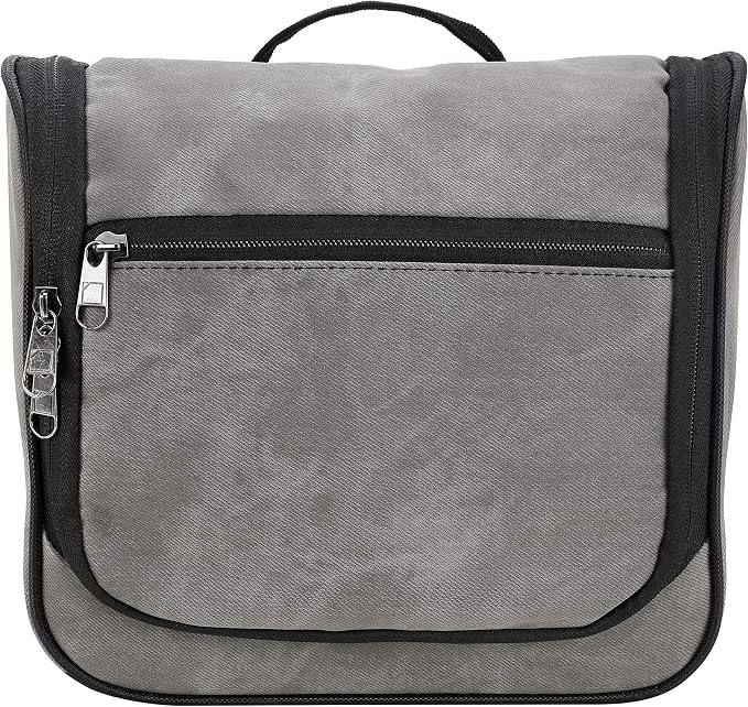 Lewis N. Clark Brushed Twill Hanging Toiletry Kit Bag for Travel Accessories, Shampoo, Cosmetics + Personal Items, Gray - Image 7