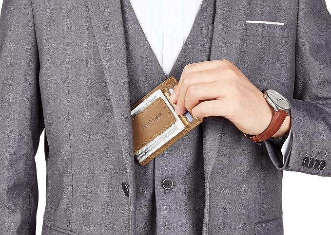 Toughergun Slim Wallet for Men RFID Blocking Money Clip, Minimalist Front Pocket Credit Card Holder, Magnetic Thin Mens Wallets with ID Window - Image 3