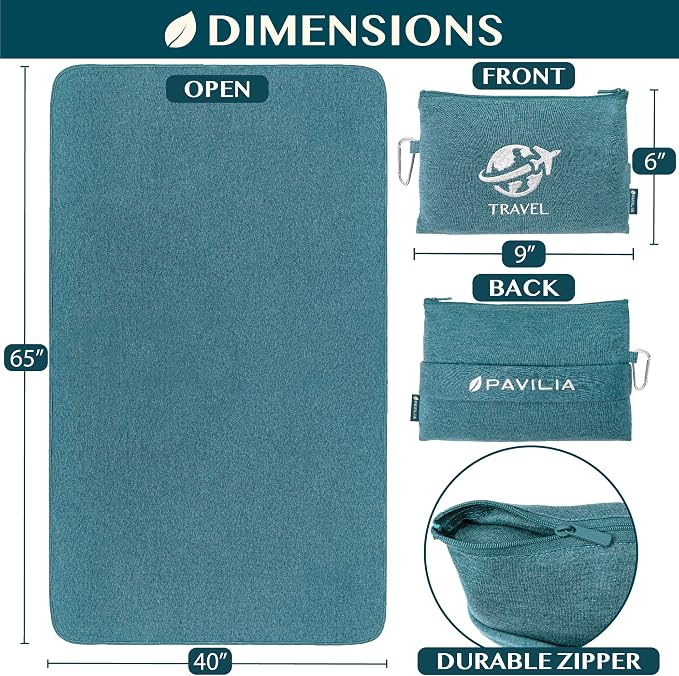 PAVILIA Travel Blanket Airplane Compact with Bag, Small Travel Pillow Blanket Long Flights, Lightweight Plane Blanket with Luggage Strap, Camping Blanket for Traveler Essentials, Teal Blue, 65x40 - Image 6
