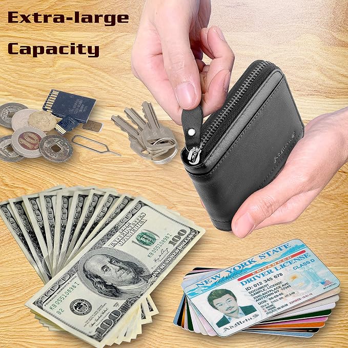 Admetus Mens RFID Blocking Wallets Zipper Leather Wallet for Men Bifold RFID Card Holder - Image 3