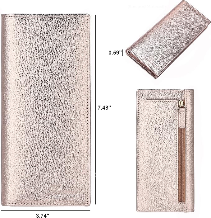 Ultra Slim Thin Leather Women Wallet RFID Blocking Credit Card Holder Bifold Long Ladies Billfold - Image 6