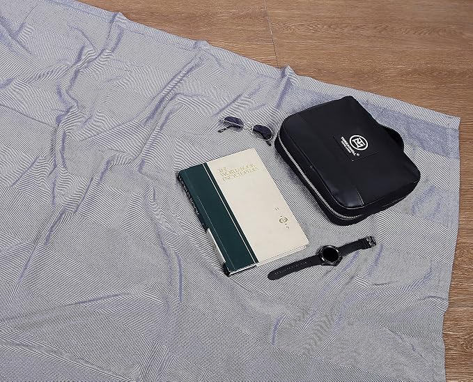 Threadmill Travel Blanket Cotton Viscose derived from Bamboo - Airplane Premium Soft Light Blanket Throw with Black Leather Bag(Grey Color) Compact & Portable Blanket for Travel, Car, Picnic & Camping - Image 2