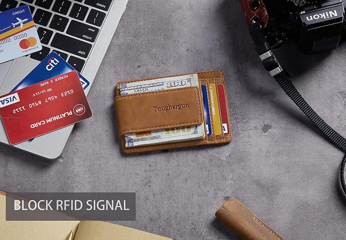 Toughergun Slim Wallet for Men RFID Blocking Money Clip, Minimalist Front Pocket Credit Card Holder, Magnetic Thin Mens Wallets with ID Window - Image 5