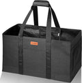 WONDAY Black Foldable Utility Tote Bag, Reusable Grocery Bag | 22x11x13in, holds 50lbs, 600D Oxford fabric with PP board bottom, folds flat, side panels only, not self-standing by WONDAY