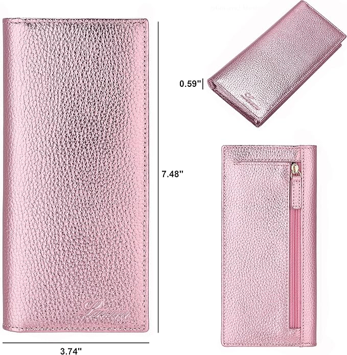 Ultra Slim Thin Leather Women Wallet RFID Blocking Credit Card Holder Bifold Long Ladies Billfold - Image 6