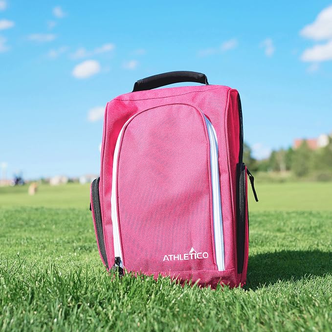 Athletico Golf Shoe Bag - Zippered Shoe Carrier Bags With Ventilation & Outside Pocket for Socks, Tees, etc. (Pink) - Image 5