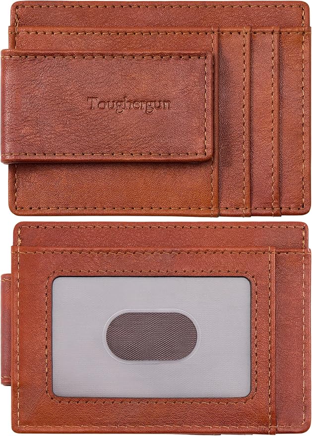Toughergun Slim Wallet for Men RFID Blocking Money Clip, Minimalist Front Pocket Credit Card Holder, Magnetic Thin Mens Wallets with ID Window by Toughergun