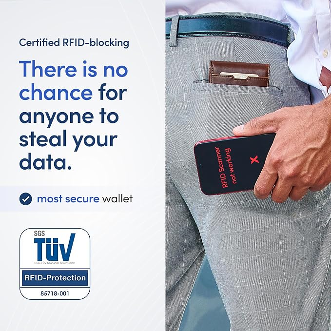 TRAVANDO Money Clip Wallet - RFID Protected Bifold Wallet for Men for 11 Cards - including Gift Box (Chocolate Brown) - Image 4