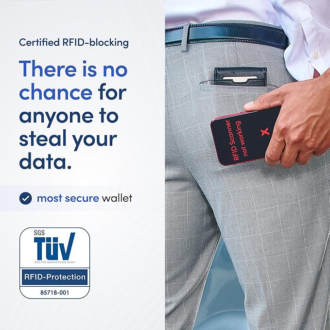 TRAVANDO Money Clip Wallet - RFID Protected Leather Wallet for Men for 11 Cards - including Gift Box (Dark Black) - Image 4